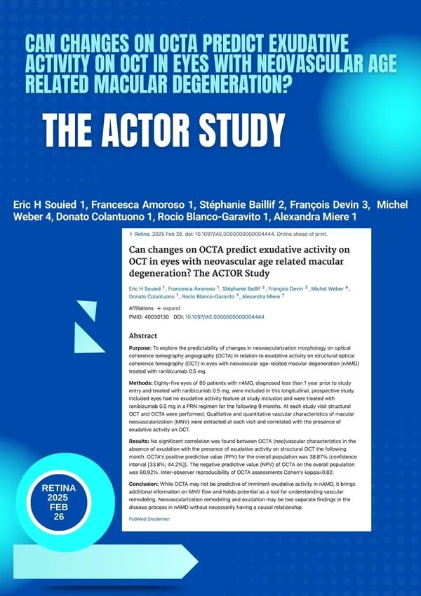 Parution de l’étude ACTOR dans la revue scientifique Retina 